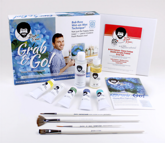 Bob Ross Grab & Goโข Happy Blue Hydrangeas