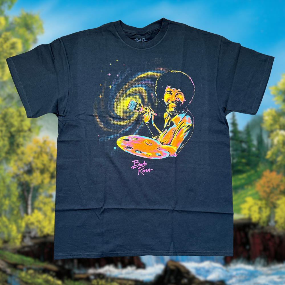 Bob Ross 'Outer Space' Galaxy Tee, Black